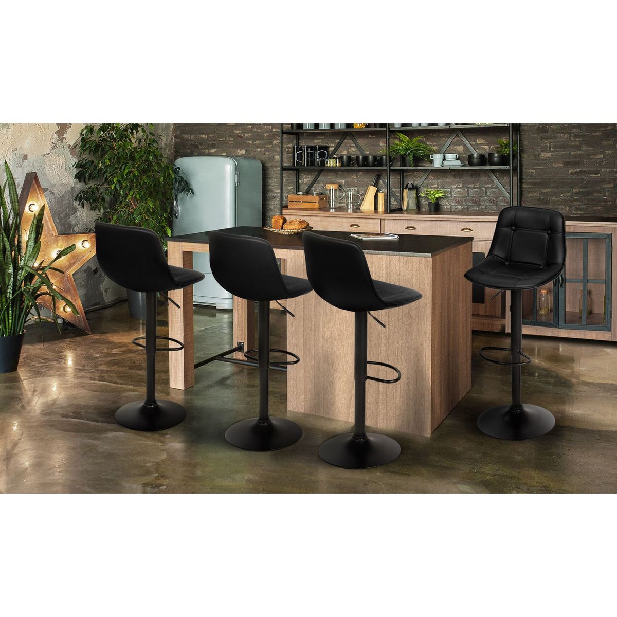 Lot de 4 tabourets de bar ajustables en hauteur MANHATTAN