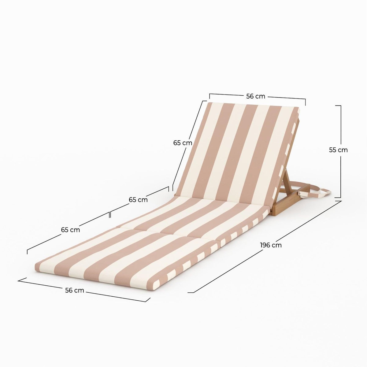 Rendez vous déco Chaise longue de plage pliable en tissu rayé écru et taupe-Balabac