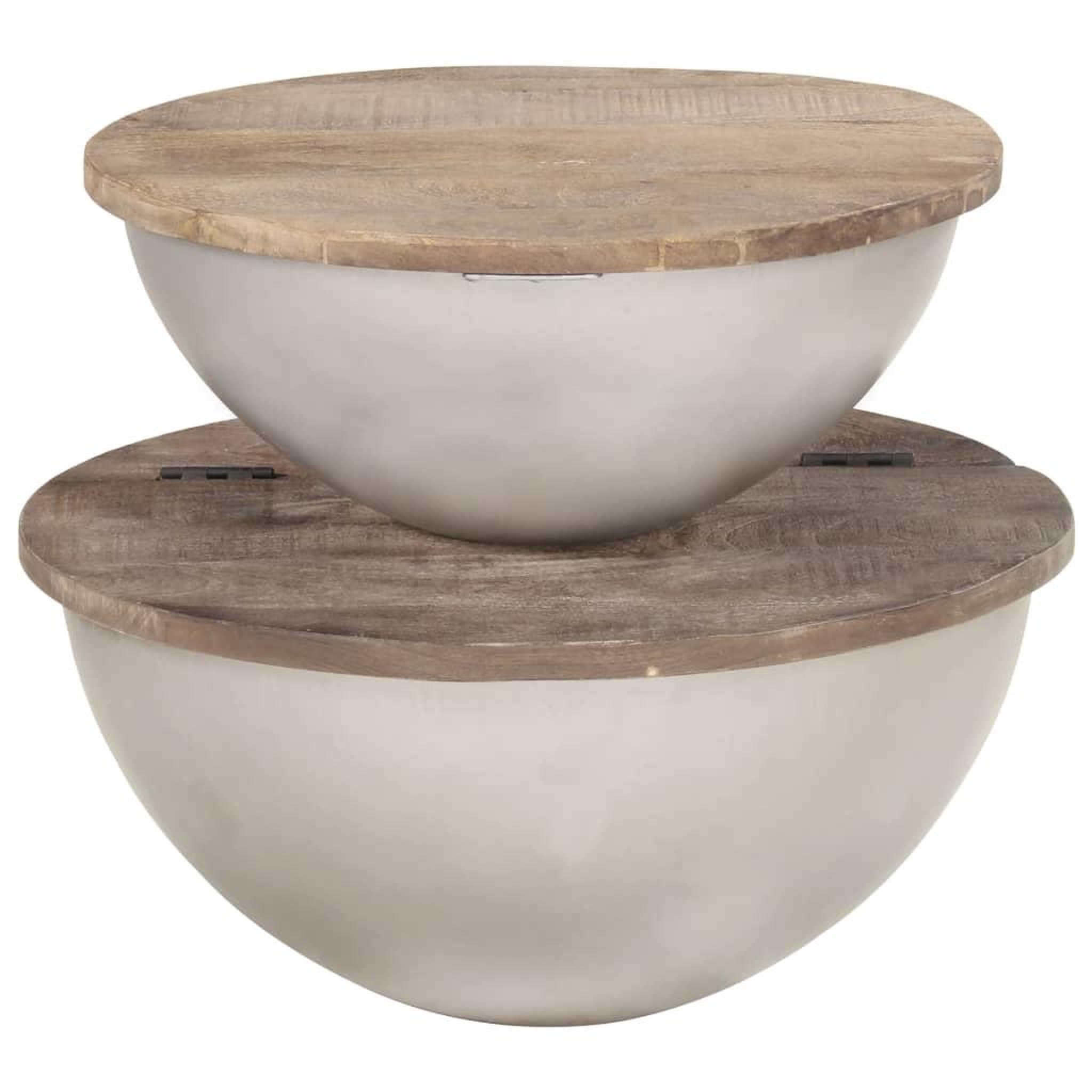Voir la diapositive 2 : VIDAXL Ensemble de 2 tables basses Forme de bol Bois manguier massif
