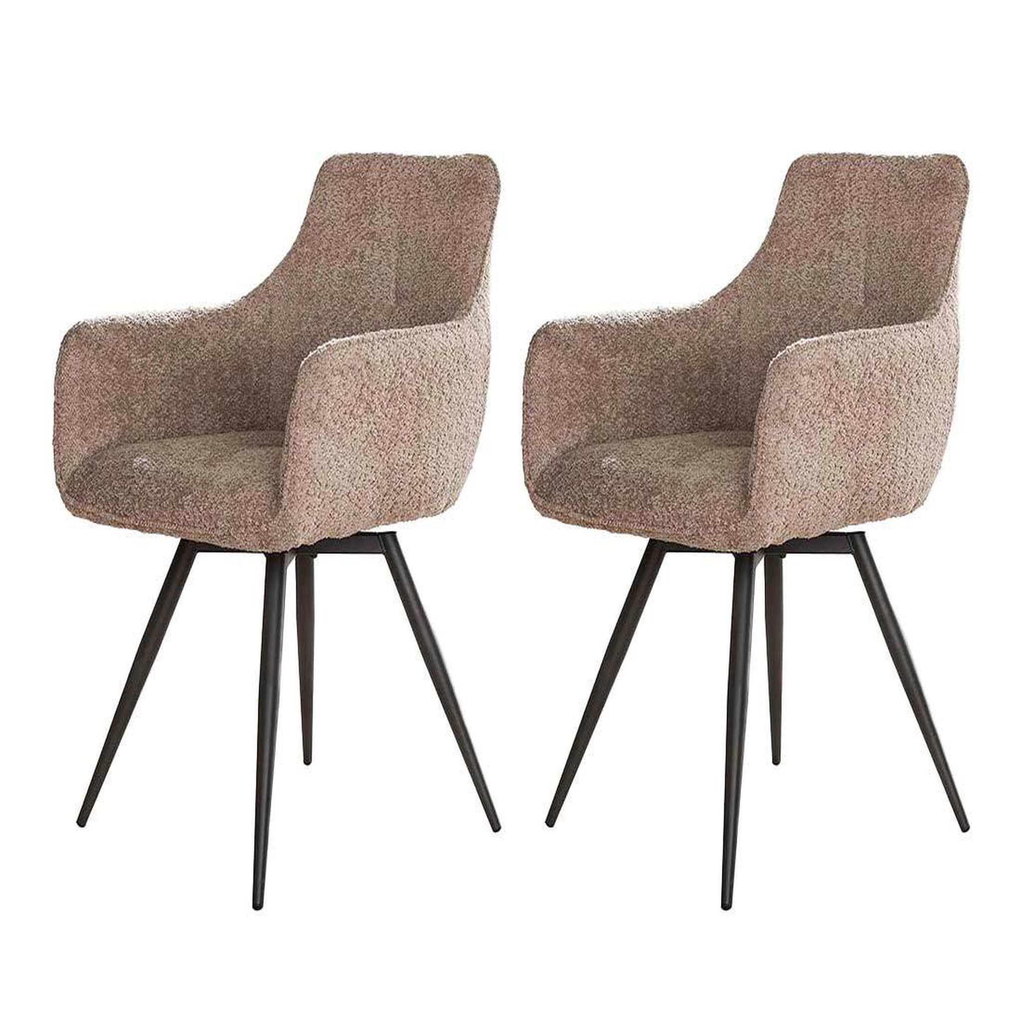 Voir la diapositive 1 : LISA DESIGN Boha - lot de 2 fauteuils pivotants - en tissu bouclette sable