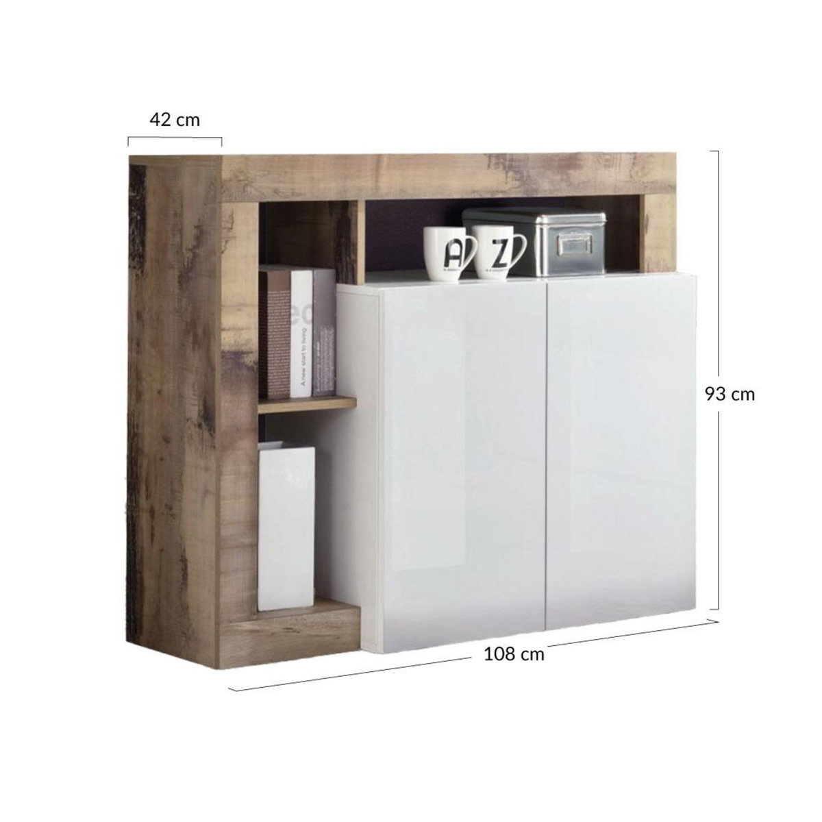 BEST MOBILIER Lou - buffet bas - 2 portes - 108 cm