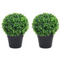 Voir la diapositive 1 : VIDAXL Plantes de buis artificiel 2 pcs avec pots Boule Vert 27 cm