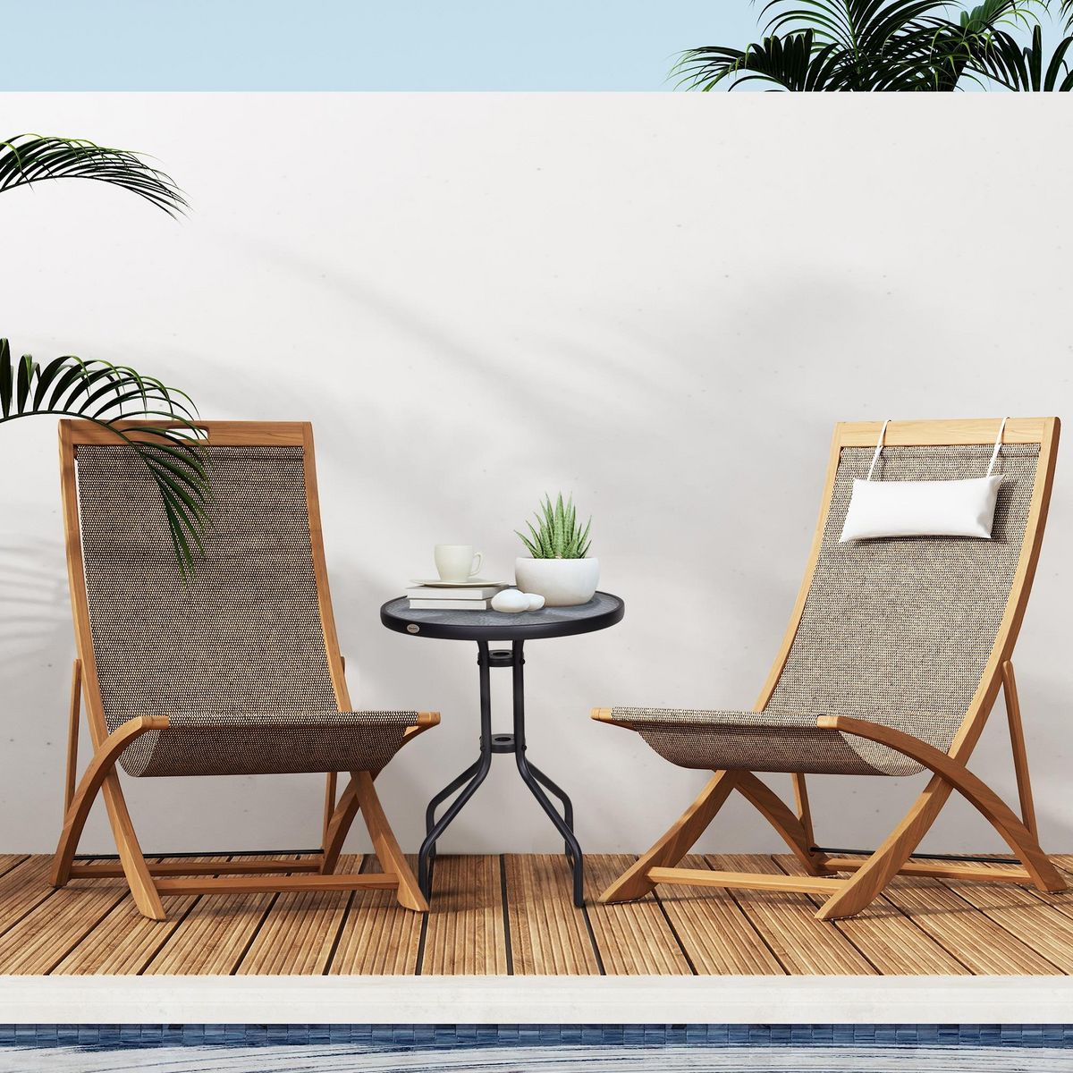 OUTSUNNY Table ronde bistro de jardin dim. Ø 60 x 70H cm métal époxy anticorrosion noir plateau verre trempé