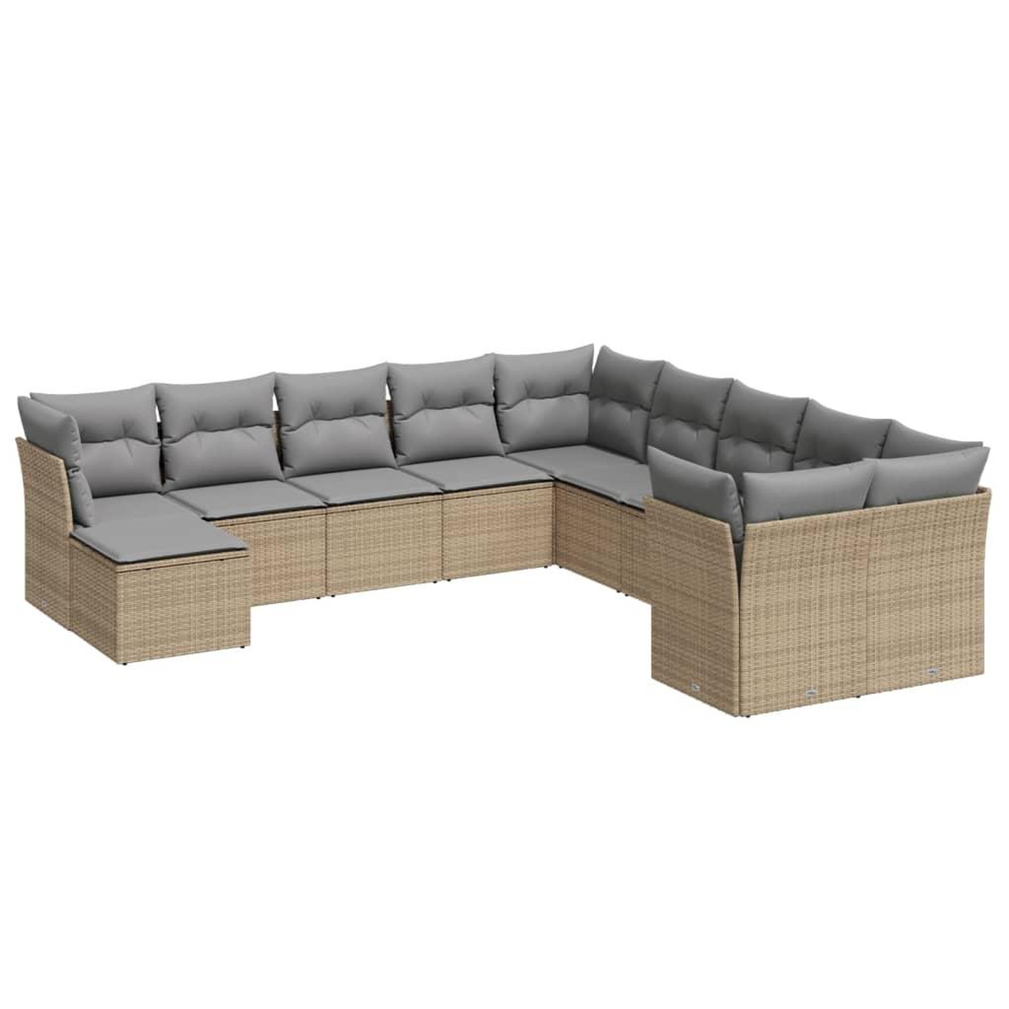 Voir la diapositive 2 : VIDAXL Salon de jardin 11 pcs avec coussins beige resine tressee