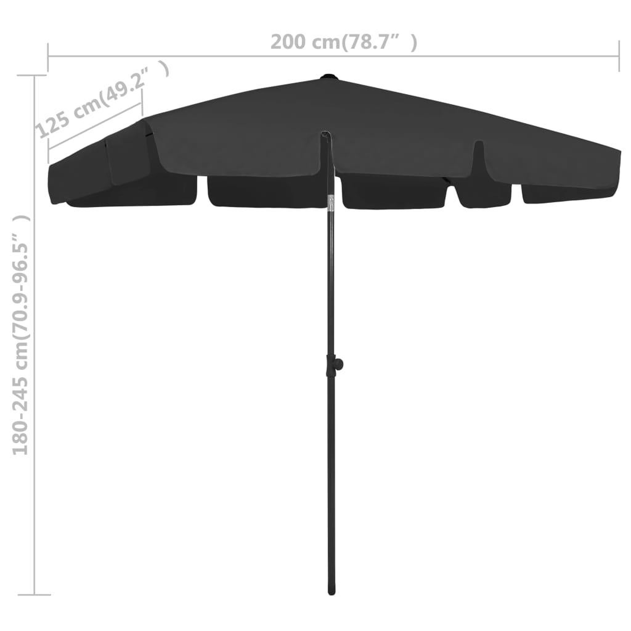 Voir la diapositive 6 : VIDAXL Parasol de plage noir 200x125 cm