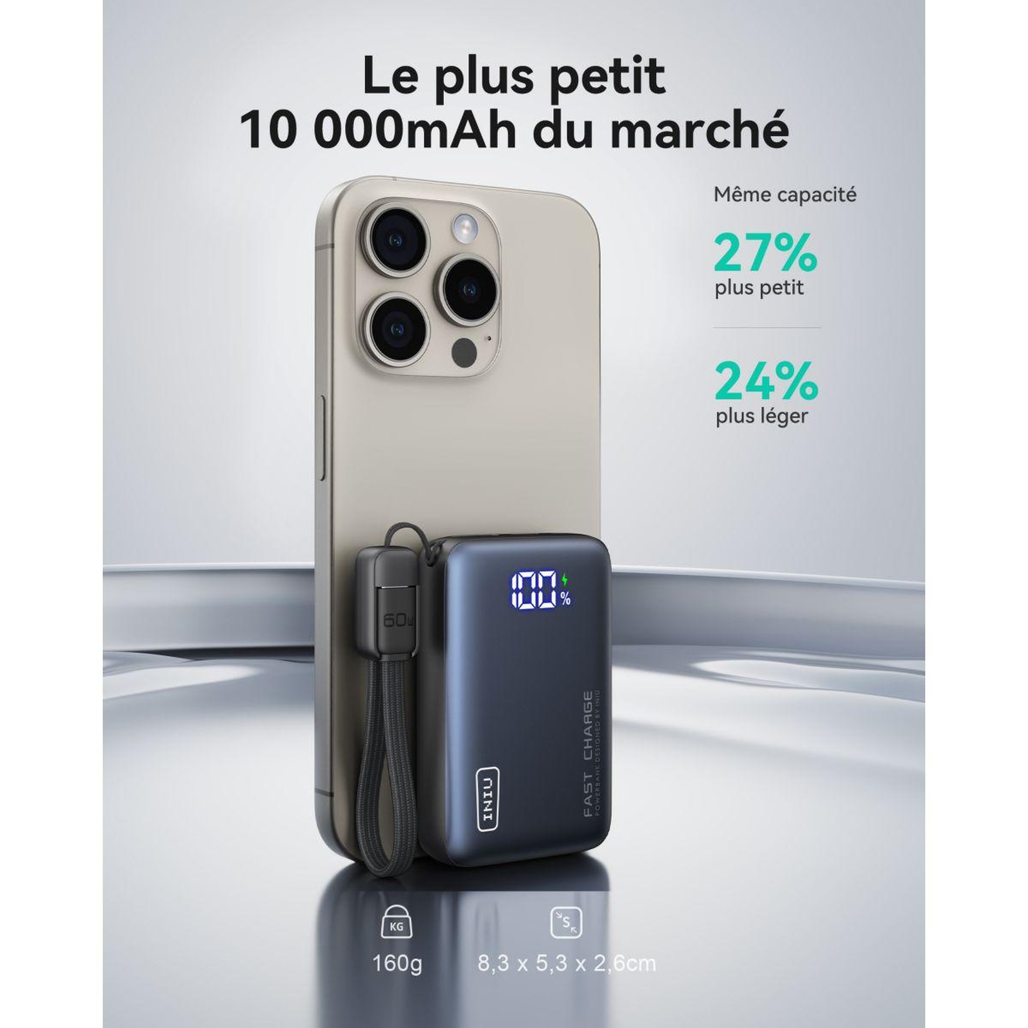 Voir la diapositive 3 : INIU Batterie externe 10 000 mAh Pocket Pro S