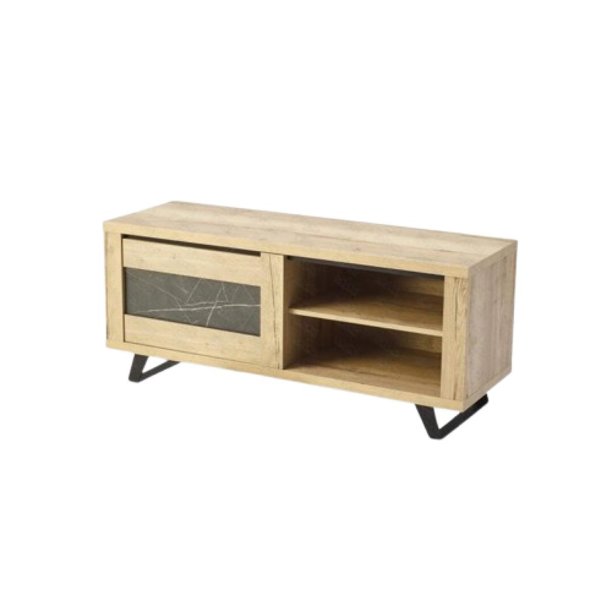 JLC KREATION Meuble tv contemporain bois et porte céramique 150cm horace