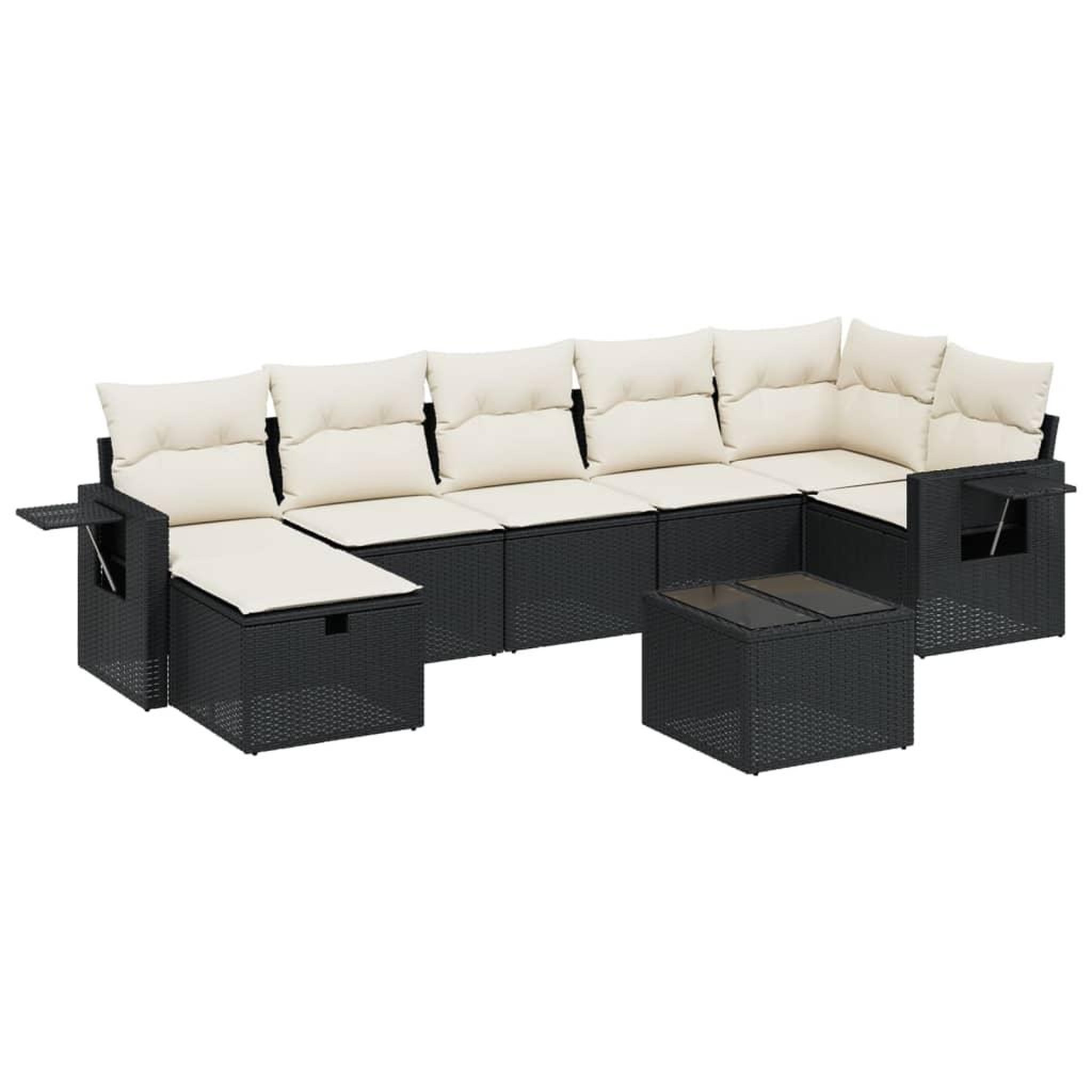 Voir la diapositive 2 : VIDAXL Salon de jardin 8 pcs avec coussins noir resine tressee