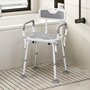 Voir la diapositive 4 : HOMCOM Chaise de douche siège de douche ergonomique hauteur réglable pieds antidérapants charge max. 136 Kg alu HDPE blanc gris