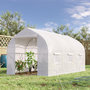 Voir la diapositive 2 : OUTSUNNY Serre tunnel de jardin 8 m² - 2 portes, 6 fenêtres - métal galvanisé bâche PE blanc