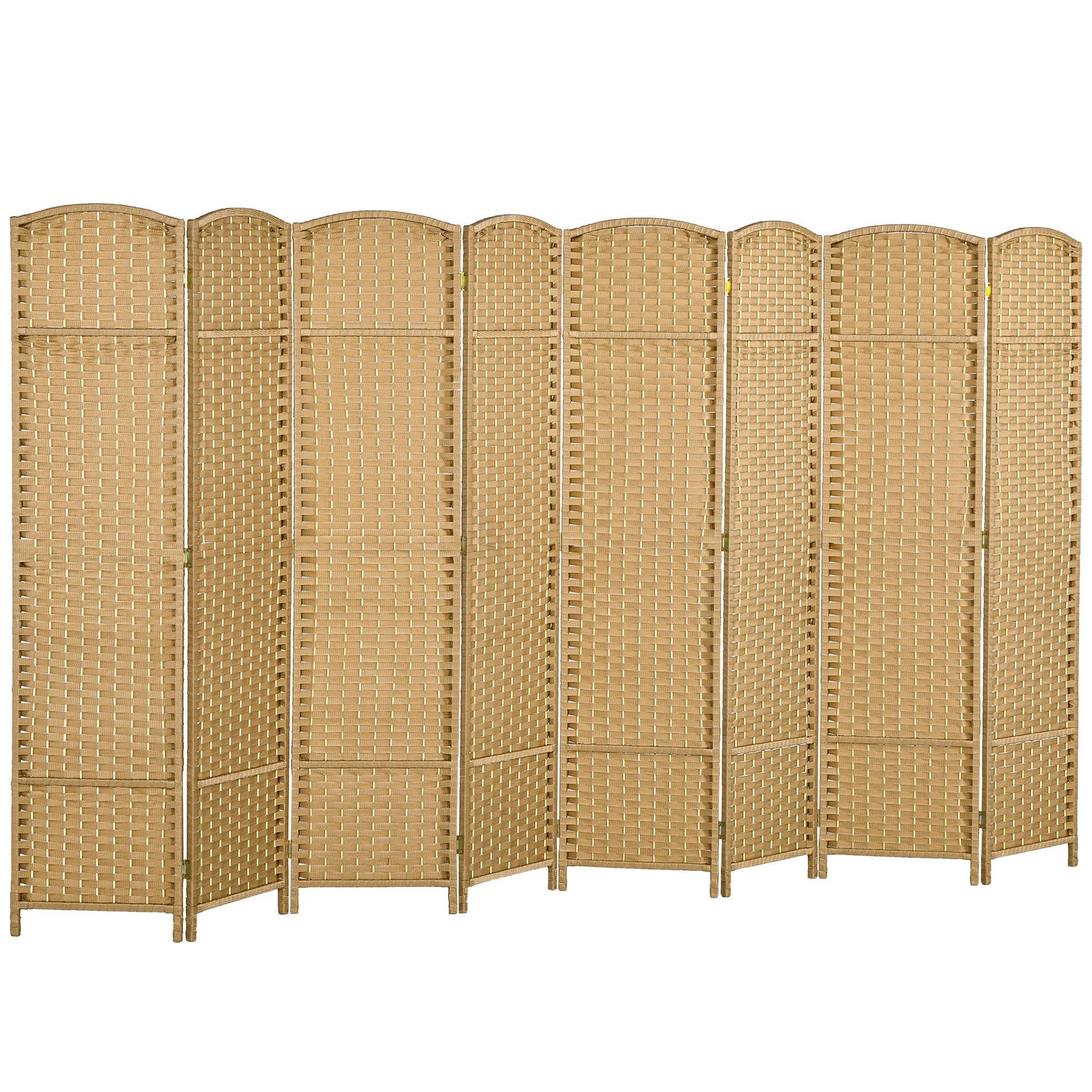 HOMCOM Paravent intérieur en bois 8 panneaux pliable bois naturel