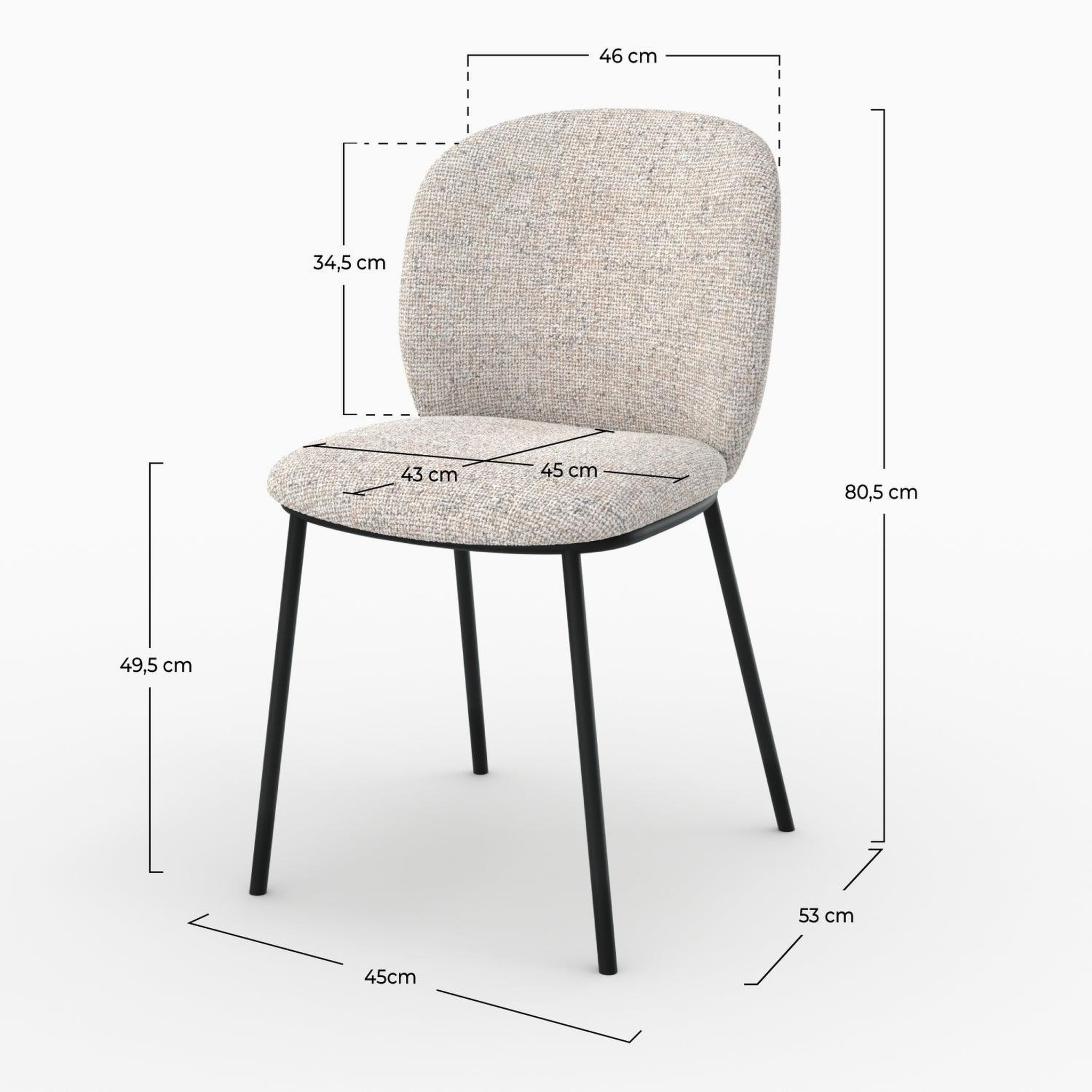 Voir la diapositive 4 : MAISON PAVANE Lot de 2 chaises en tissu beige chiné-adèle