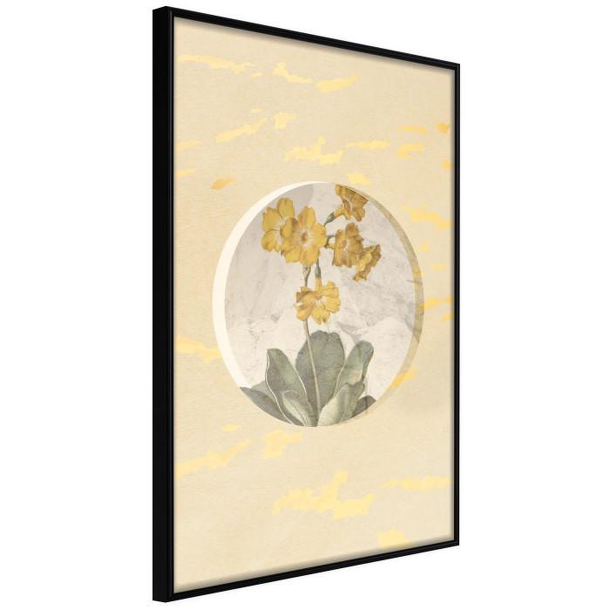 Paris Prix Affiche Murale Encadrée  Flowers and Marble. Coloris disponibles : Noir, Jaune