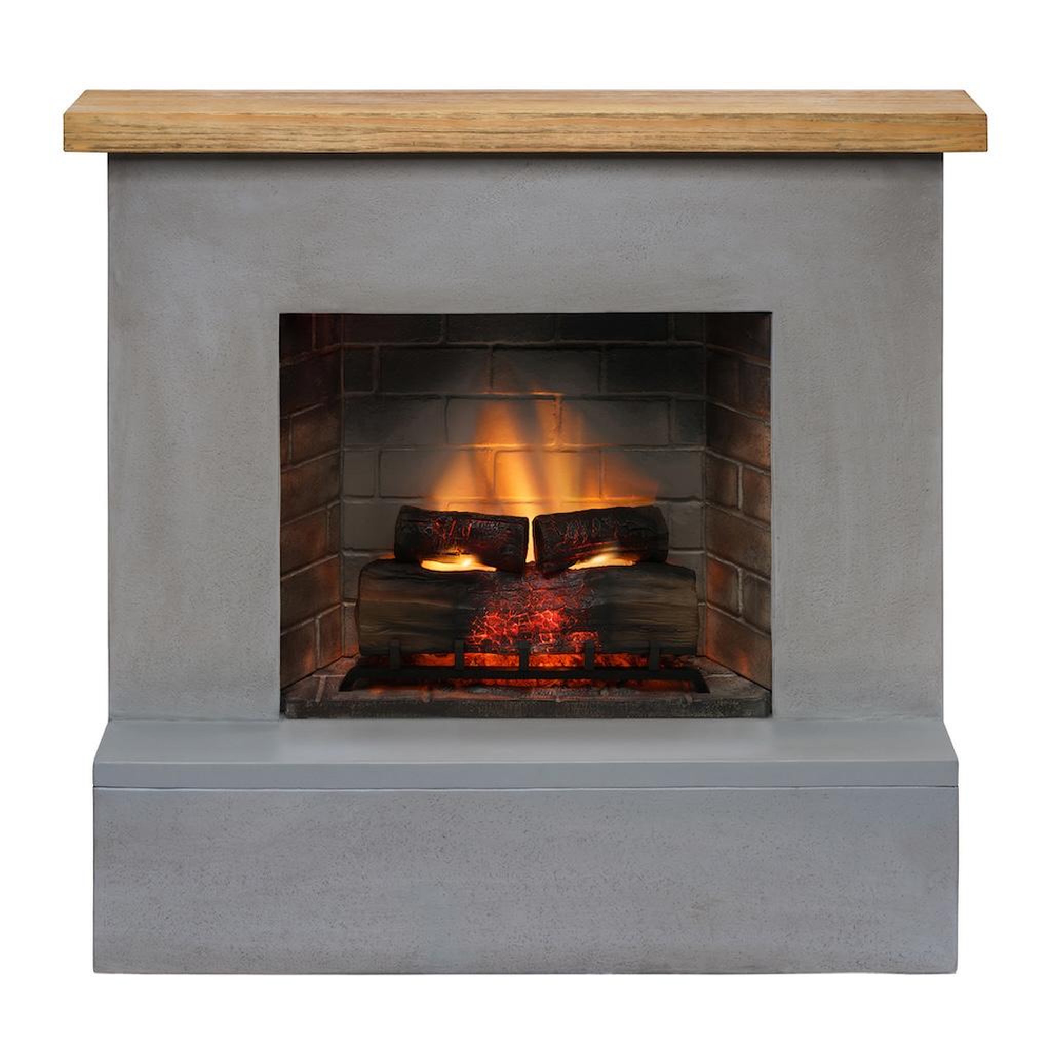 CENTRALE BRICO Cheminée électrique connectée 1400W - ROLF Powerflame 2 - effets flammes 3D, et crépitement - gris