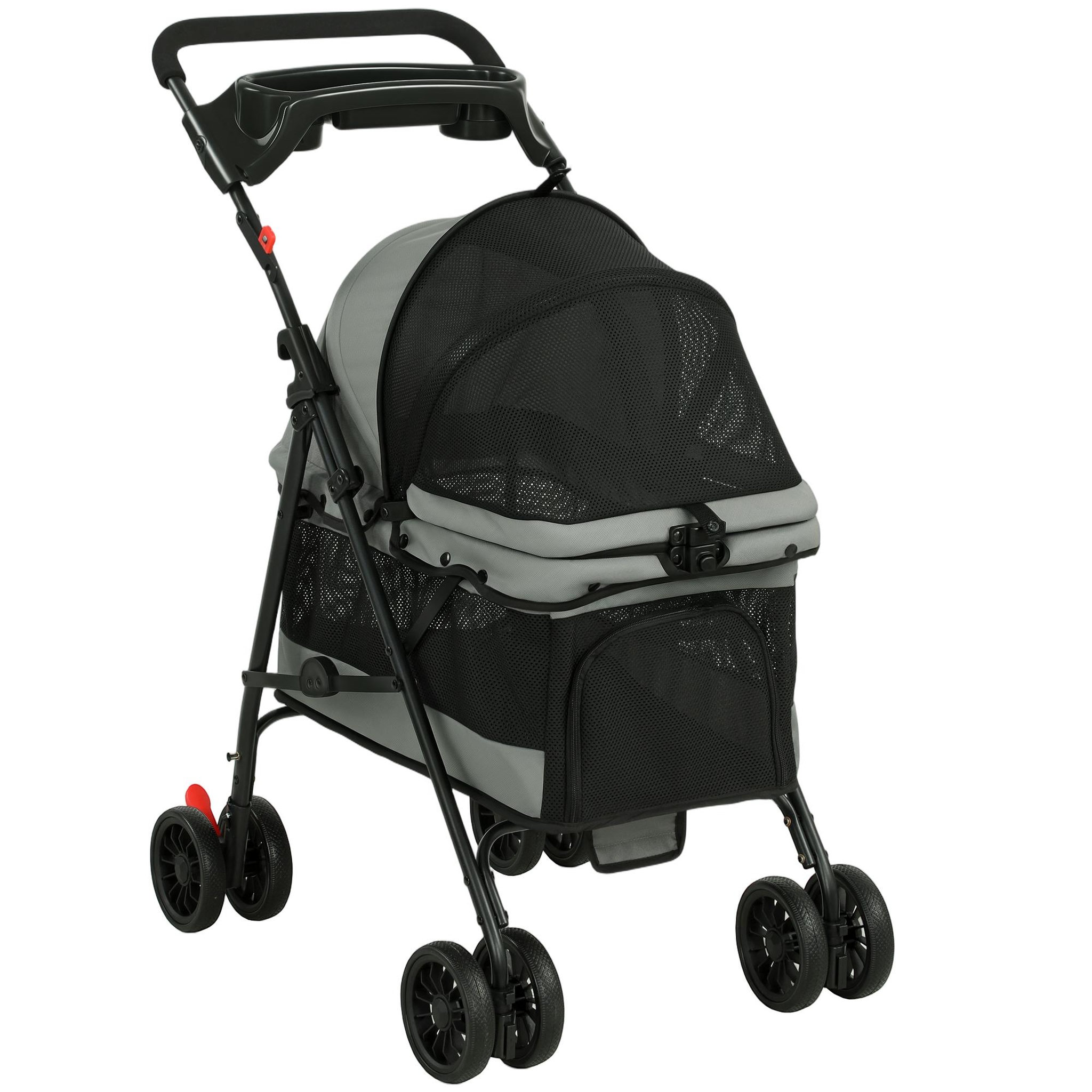 PAWHUT Poussette pour chien pliable 4 roues coussin amovible gris