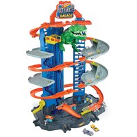 Garage parking voitures enfant - 3 niveaux, 6 voitures, ascenseur, rampes  en spirale, 15 places stationnement - PP ABS orange gris bleu