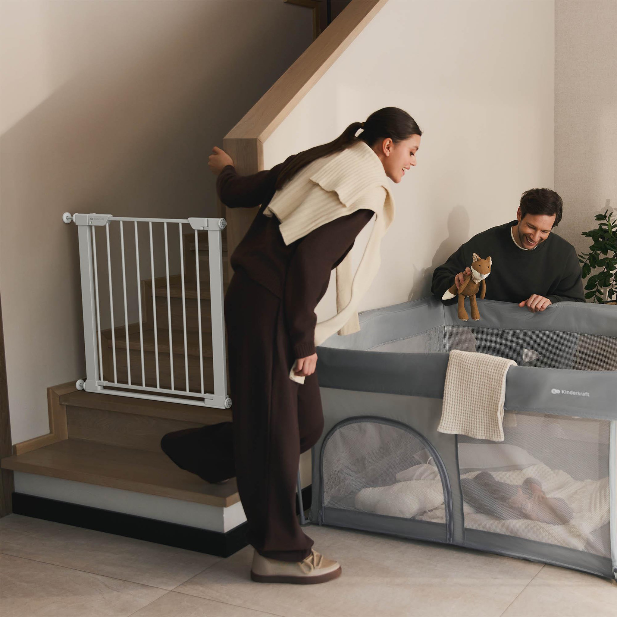 Voir la diapositive 2 : KINDERKRAFT Barrière de sécurité enfant avec verrou