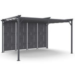 ID MARKET Pergola persienne 3x4 M gris anthracite avec toit rétractable et 4 pans modulables