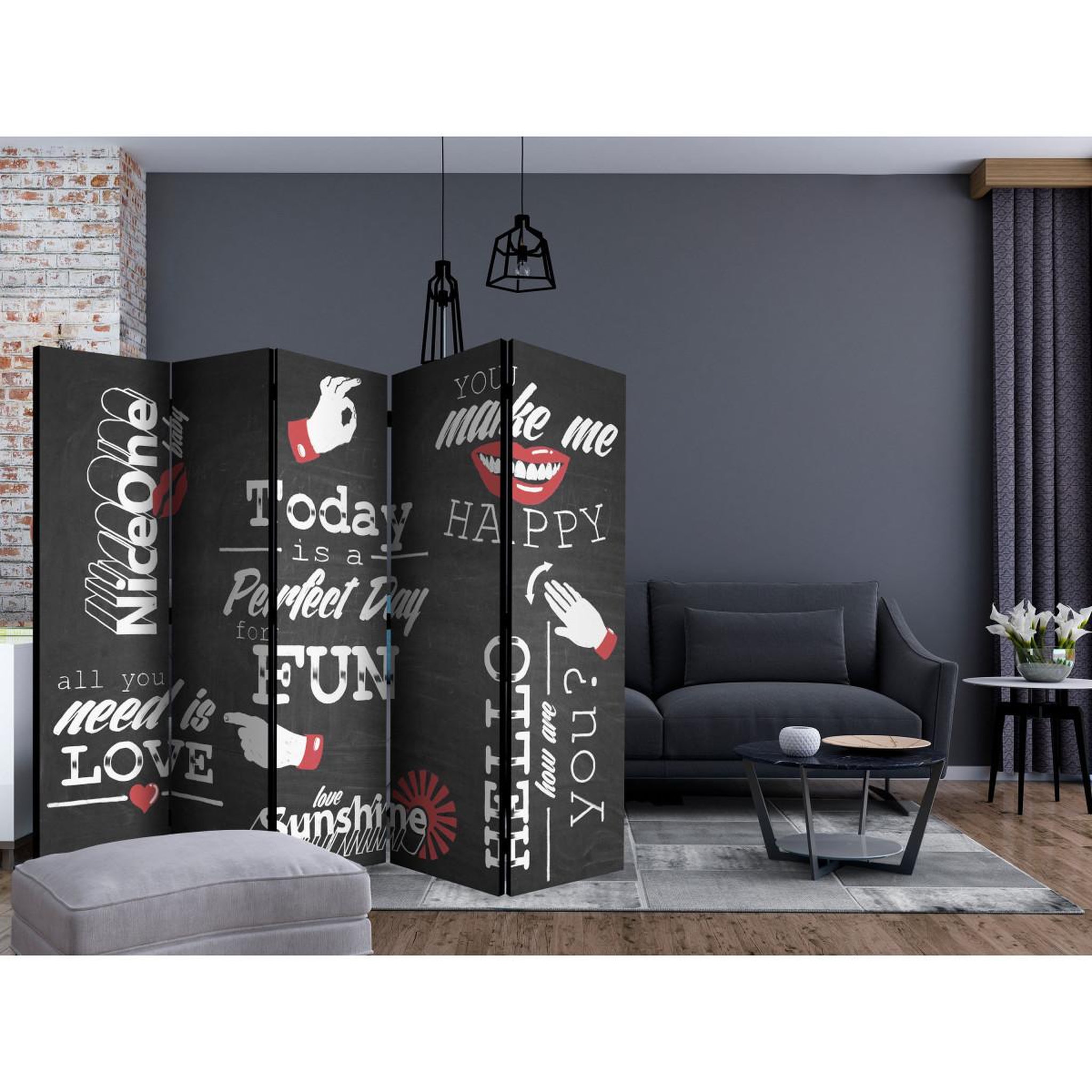 Voir la diapositive 2 : Paris Prix Paravent 5 volets  perfect day  172x225cm