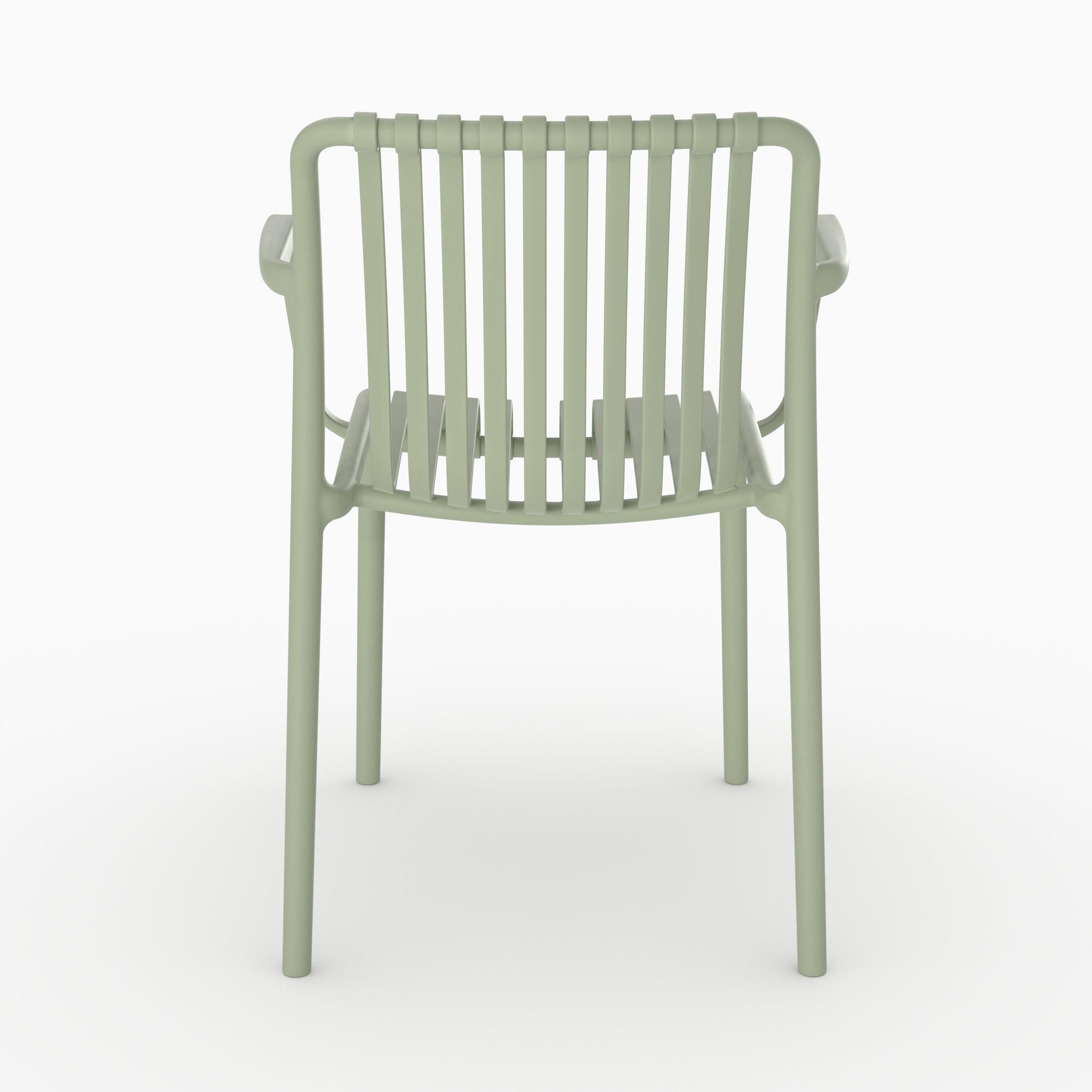 Voir la diapositive 3 : MAISON PAVANE Lot de 2 chaises de jardin empilables en plastique vert pastel-ivy