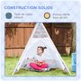 Voir la diapositive 6 : HOMCOM Tente teepee indien enfant style graphique - dim. 1,2L x 1,2I x 1,55H m - porte refermable, fenêtre - structure bois, toile polyester coton blanc multicolore
