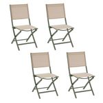HESPERIDE Lot de 4 chaises pliantes en aluminium et texaline ESSENTIA. Coloris disponibles : Gris, Vert