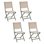 HESPERIDE Lot de 4 chaises pliantes en aluminium et texaline ESSENTIA. Coloris disponibles : Vert, Gris