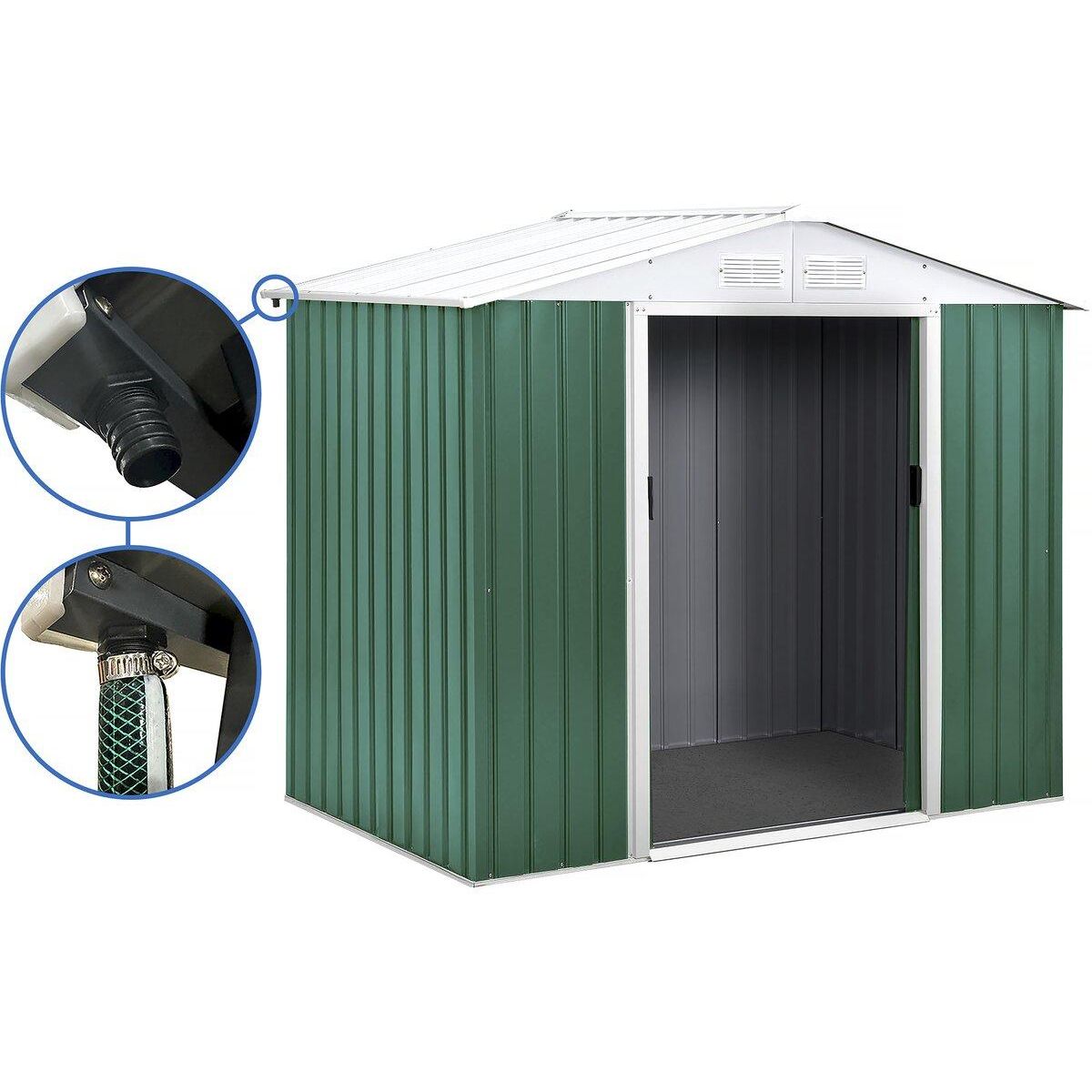 Habitat et Jardin Abri de jardin métal -  Rosas  - 4,07 m² avec gouttière - Vert