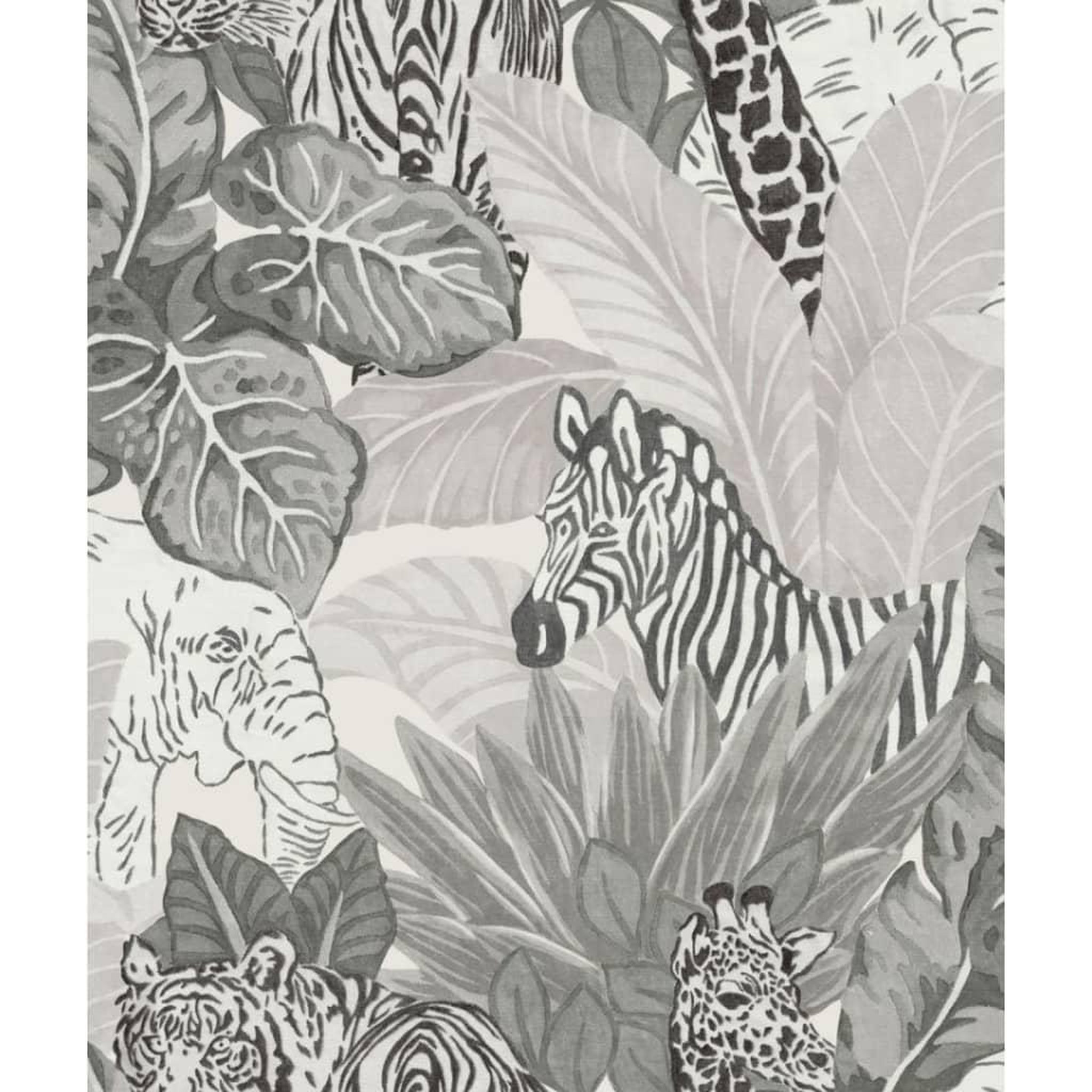 Voir la diapositive 1 : Noordwand Noordwand Papier peint Good Vibes Jungle Animals Gris et noir