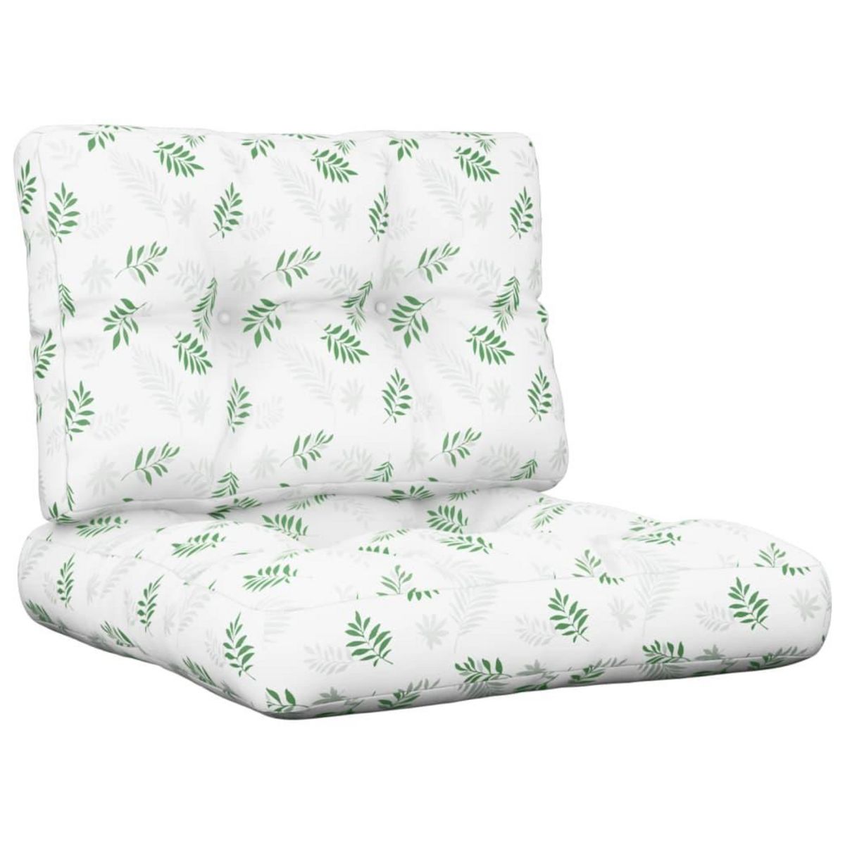 VIDAXL Coussins de palette lot de 2 motif de feuilles tissu