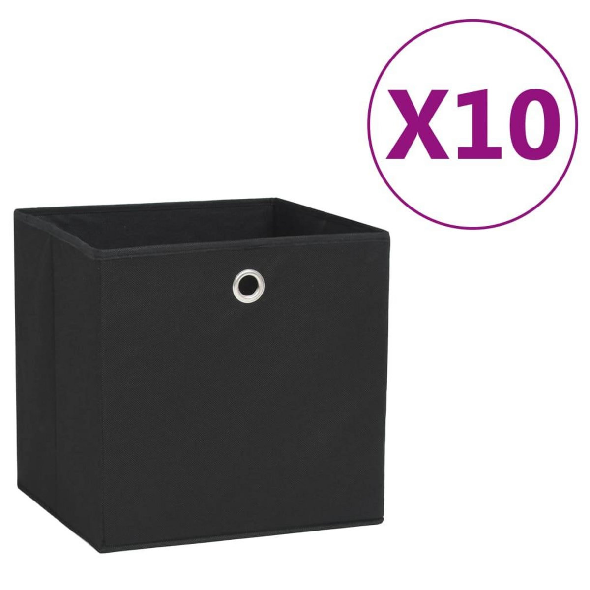 VIDAXL Boîtes de rangement 10 pcs Tissu intisse 28x28x28 cm Noir