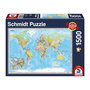 Voir la diapositive 1 : Schmidt Spiele Puzzle 1500 pièces – Planisphère – Carte du monde – Adulte