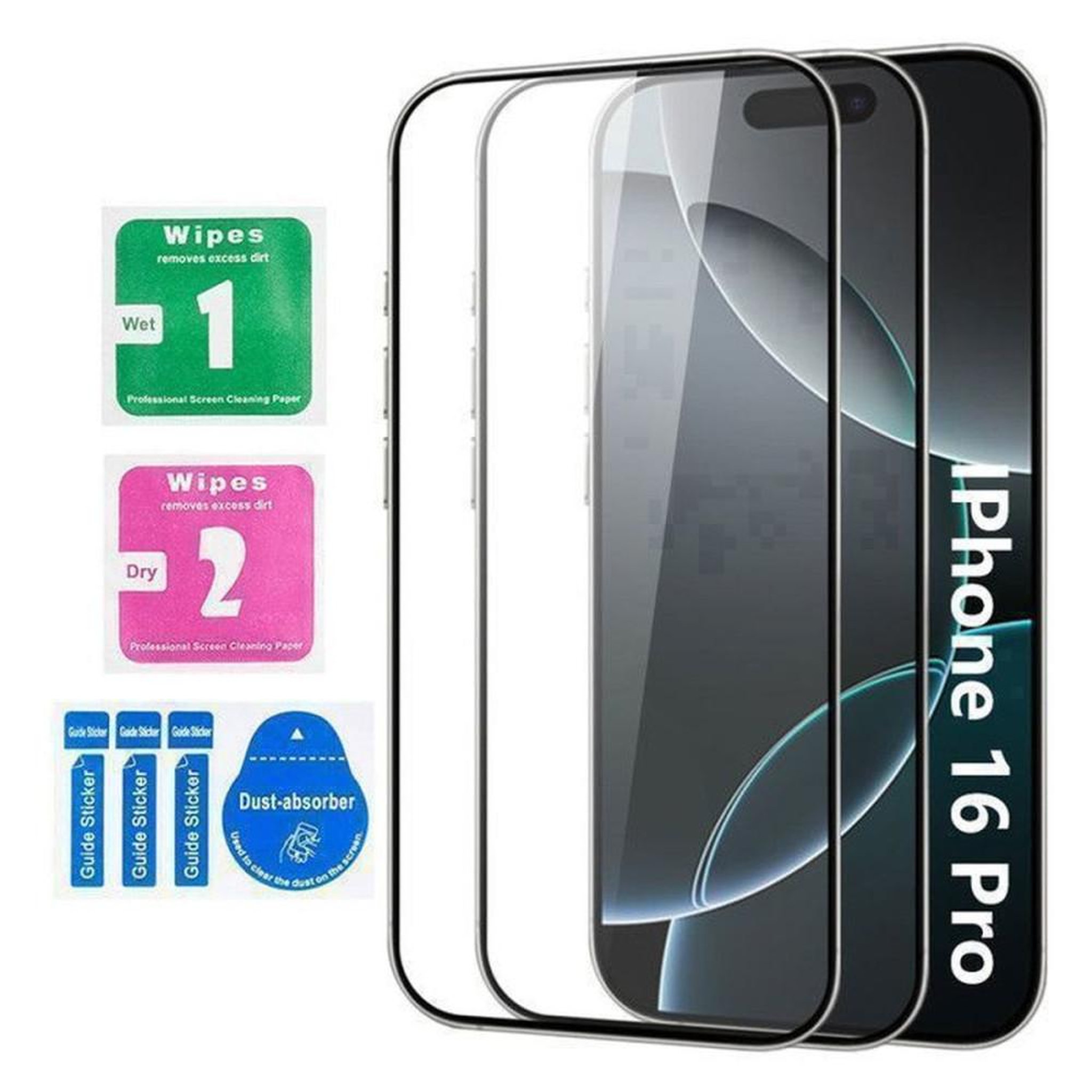 Protection Écran Verre Trempé 9H pour iPhone 16 Pro 6,3  – Lot de 2