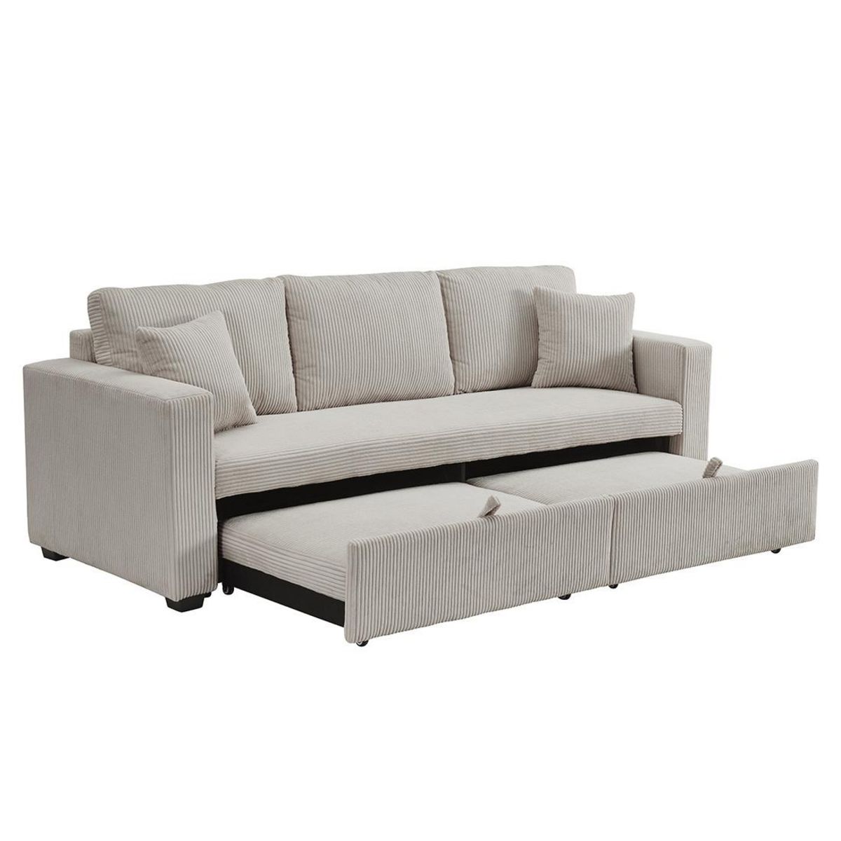 BEST MOBILIER Cyrus - canapé droit 3 places convertible en velours côtelé