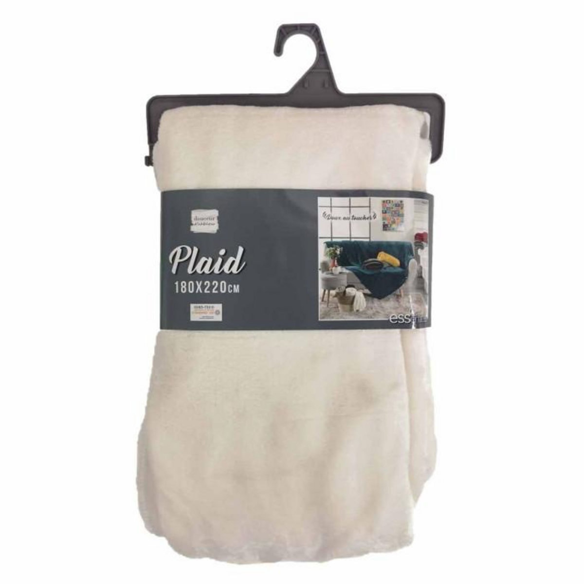 Paris Prix Plaid Uni en Flanelle  Flanou  180x220cm Naturel