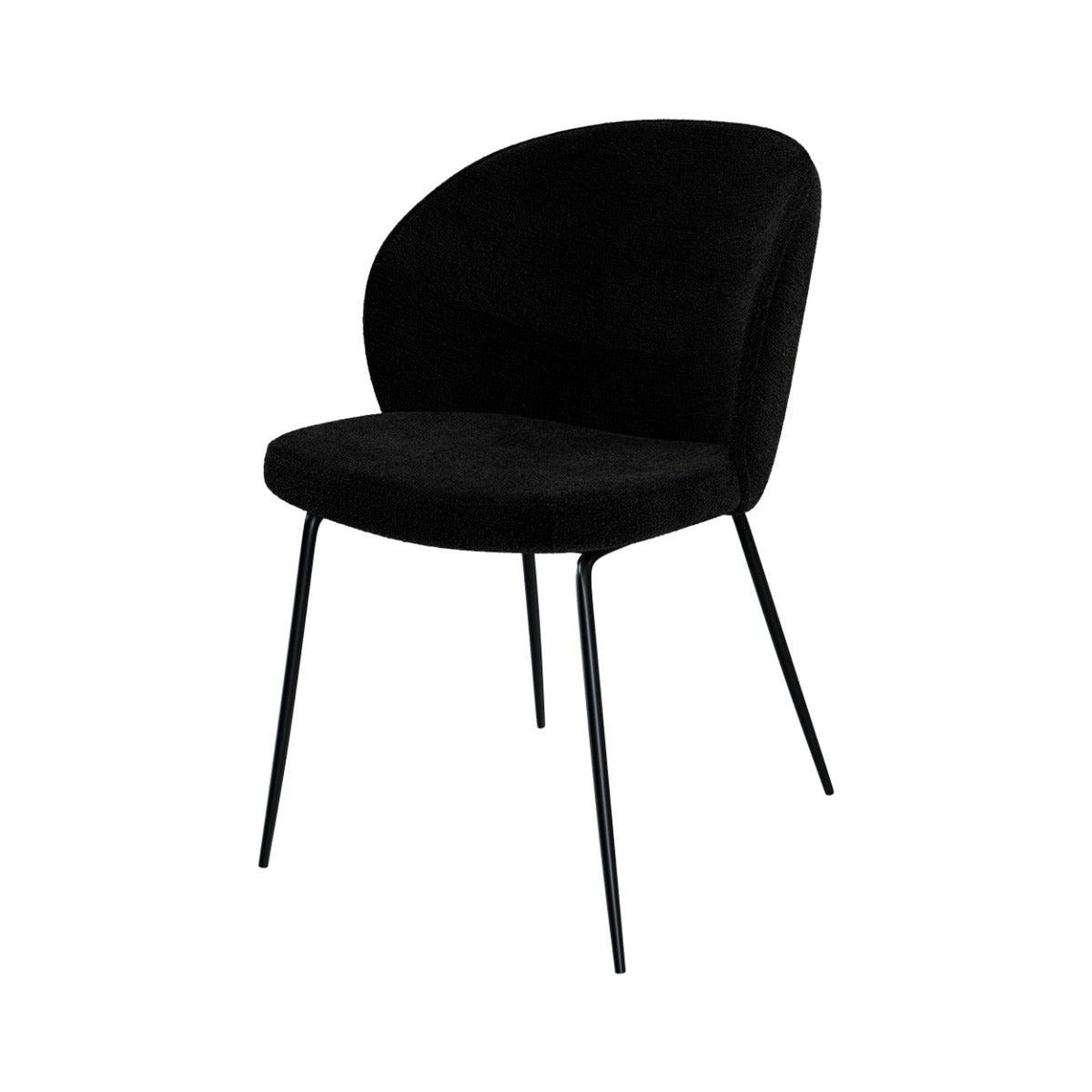 Voir la diapositive 5 : MAISON PAVANE Lot de 2 chaises en tissu bouclé noir et pieds en métal-groom