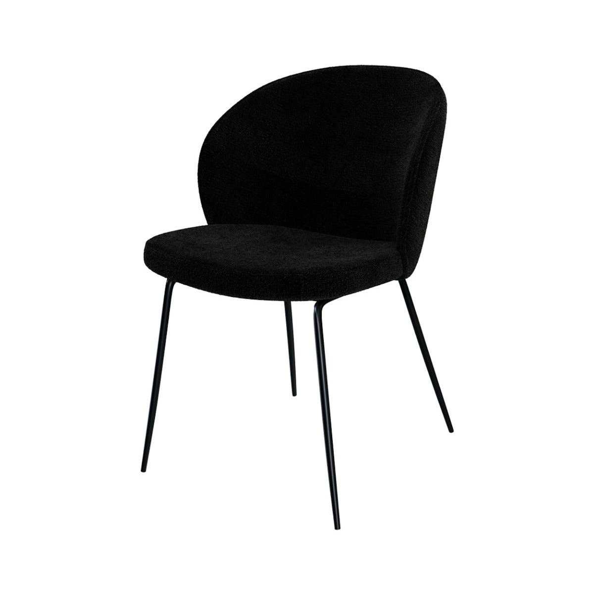 Rendez vous déco Lot de 2 chaises en tissu bouclé noir et pieds en métal-Groom