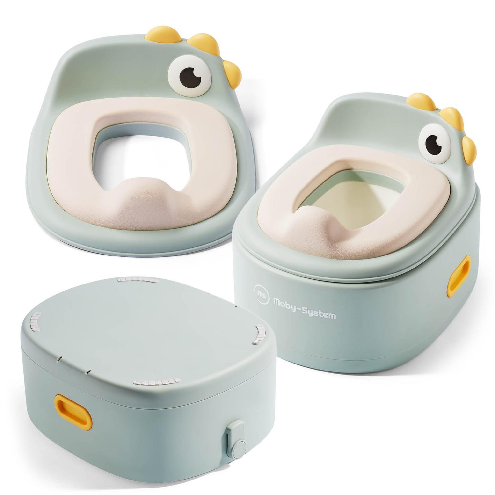 MOBY SYSTEM Pot Évolutif 3 en 1 Réducteur Toilet Marchepied Désign Poussin Moby-System