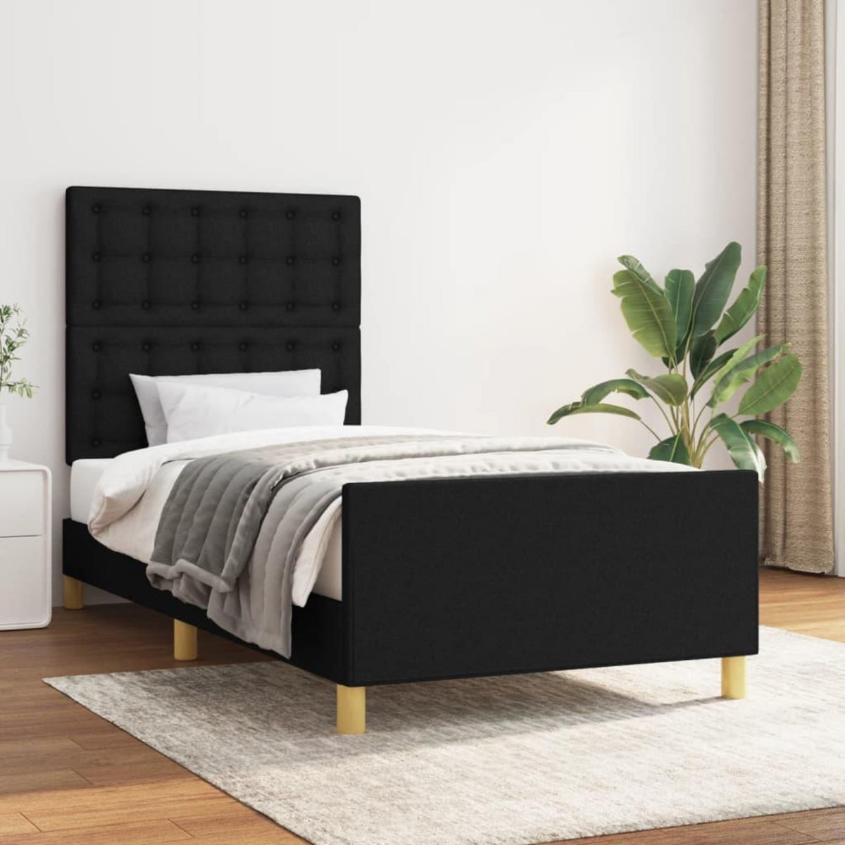 VIDAXL Cadre de lit sans matelas avec tete de lit noir 80x200 cm tissu