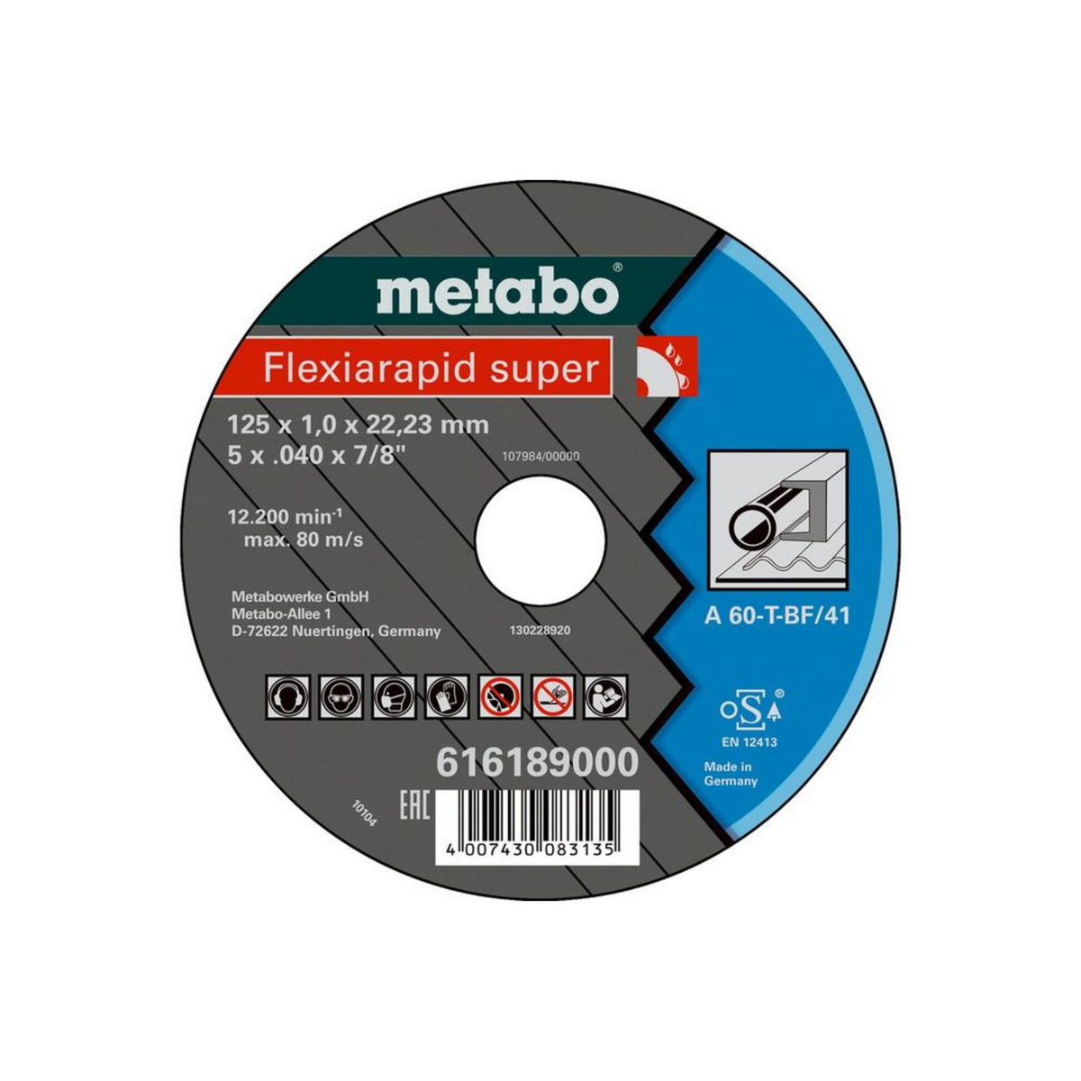 METABO SAS Meules de tronçonnage Flexiamant super 125x1,0x22,2 acier