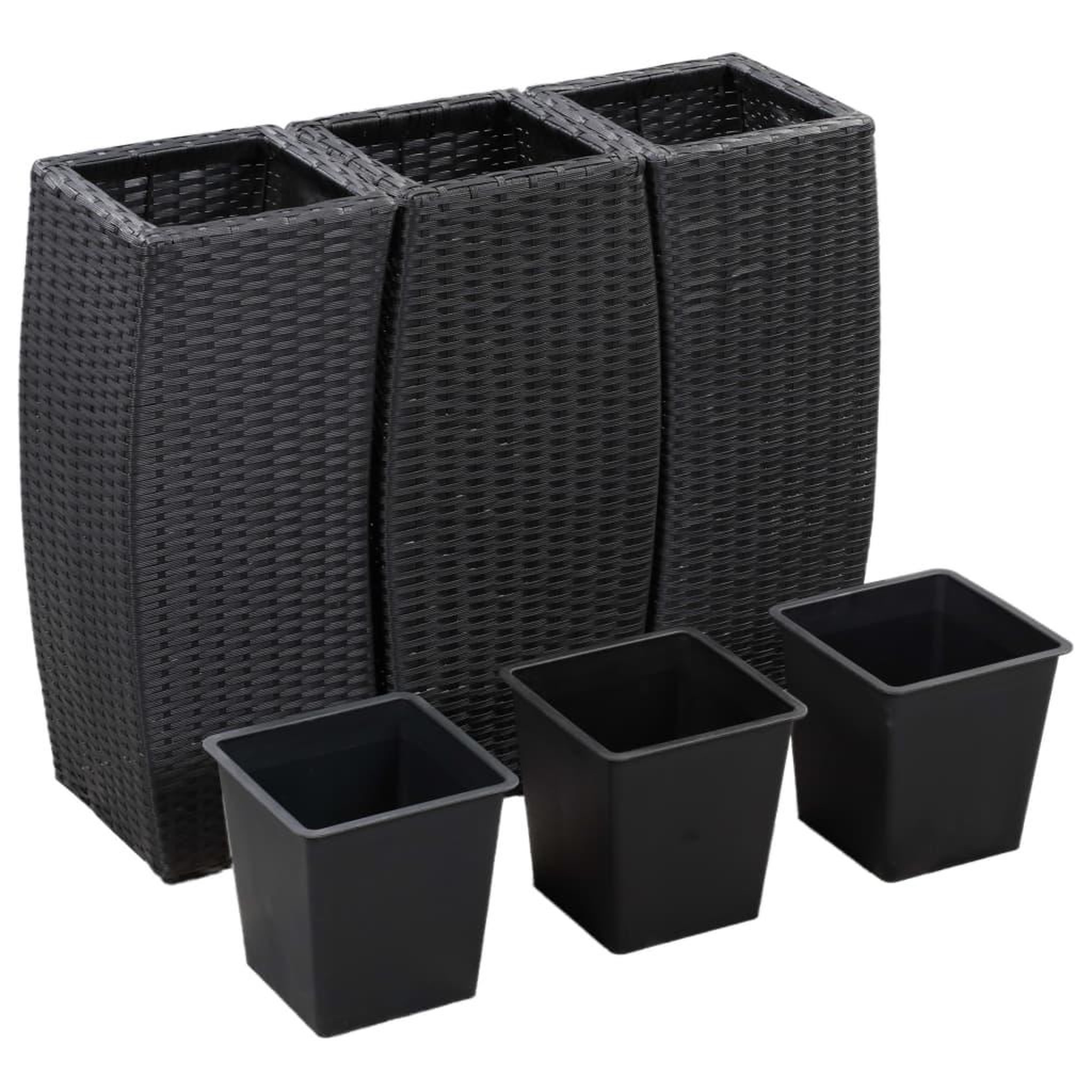 Voir la diapositive 3 : VIDAXL Lits sureleves de jardin 3 pcs Resine tressee Noir