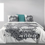 Voir la diapositive 2 : Les Ateliers du Linge Parure housse de couette 100% coton bio 47 fils/cm2-avec amour