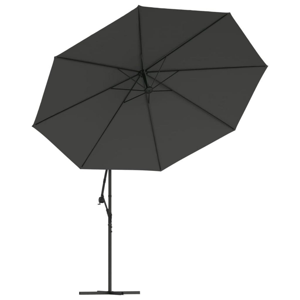 VIDAXL Parasol de jardin en porte-a-faux et lumieres LED mat en metal