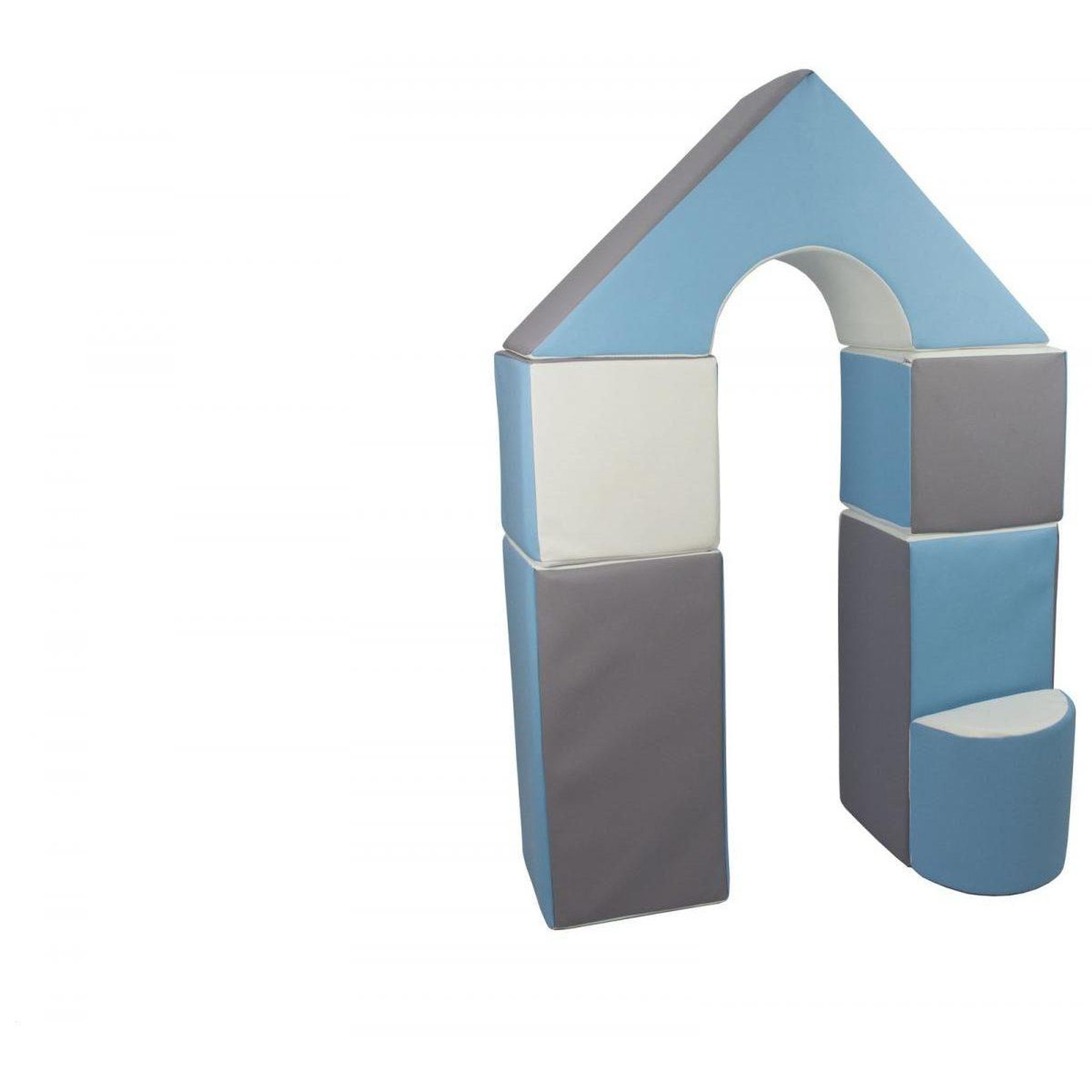 VELINDA Petit château - lot de 11 blocs en mousse pour le jeu blanc, bleu clair, gris