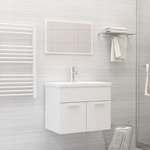 VIDAXL Ensemble de meubles de salle de bain Blanc Agglomere