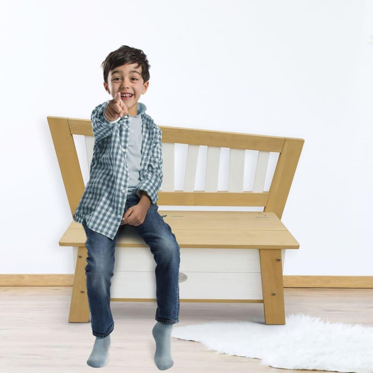 Axi AXI Banc de rangement Corky Marron et blanc