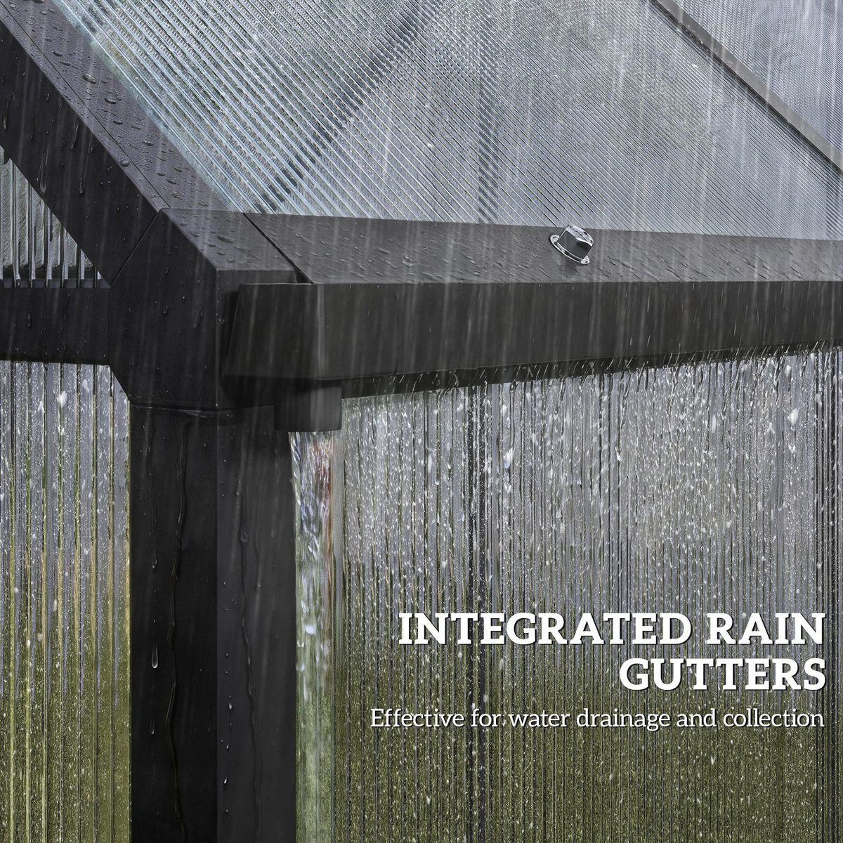 OUTSUNNY Serre de jardin alu polycarbonate - porte, lucarne - 1,78 x 1,68 x 1,95 m - noir