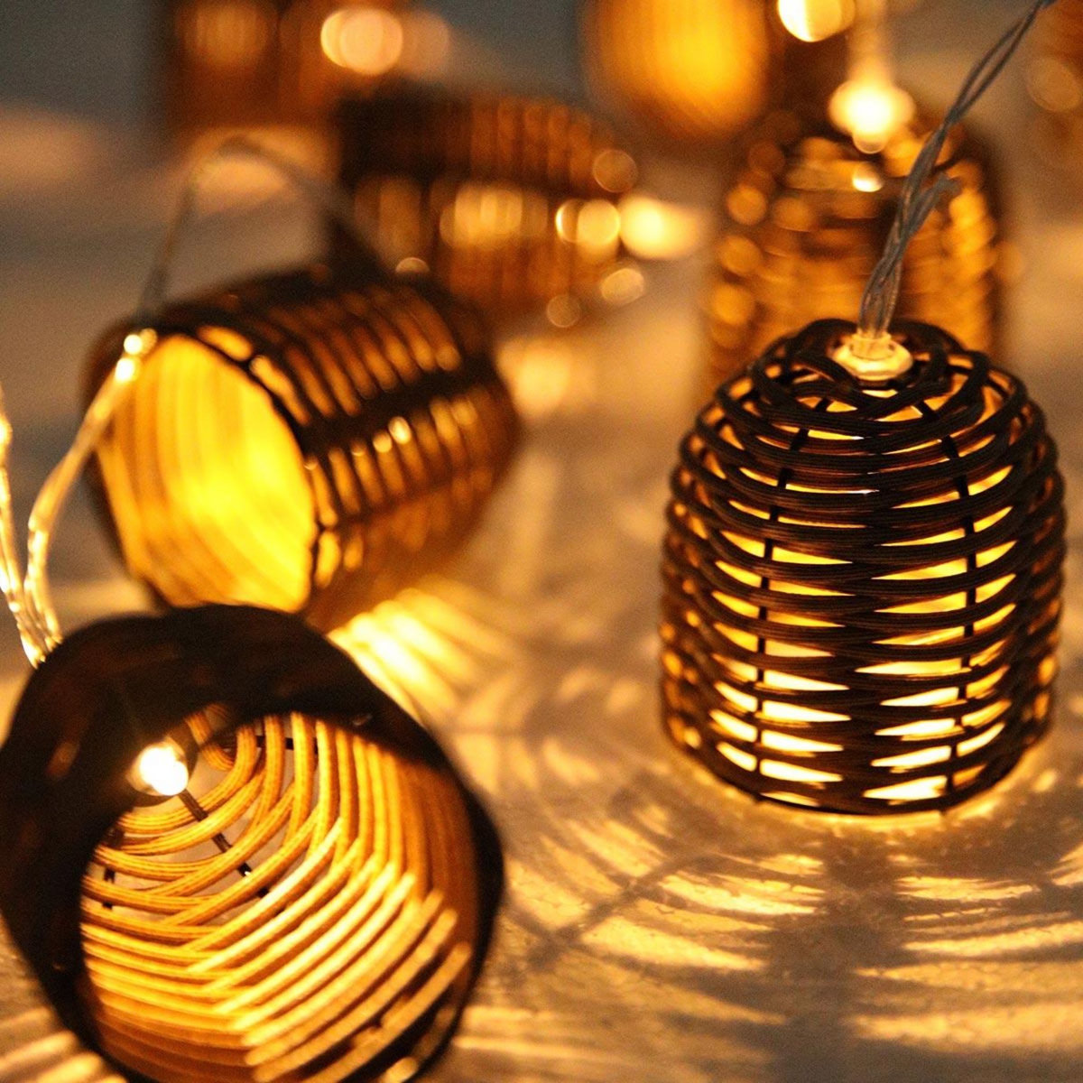 Lumisky Guirlande lumineuse solaire FORMENTERA Beige Rotin 3.8M