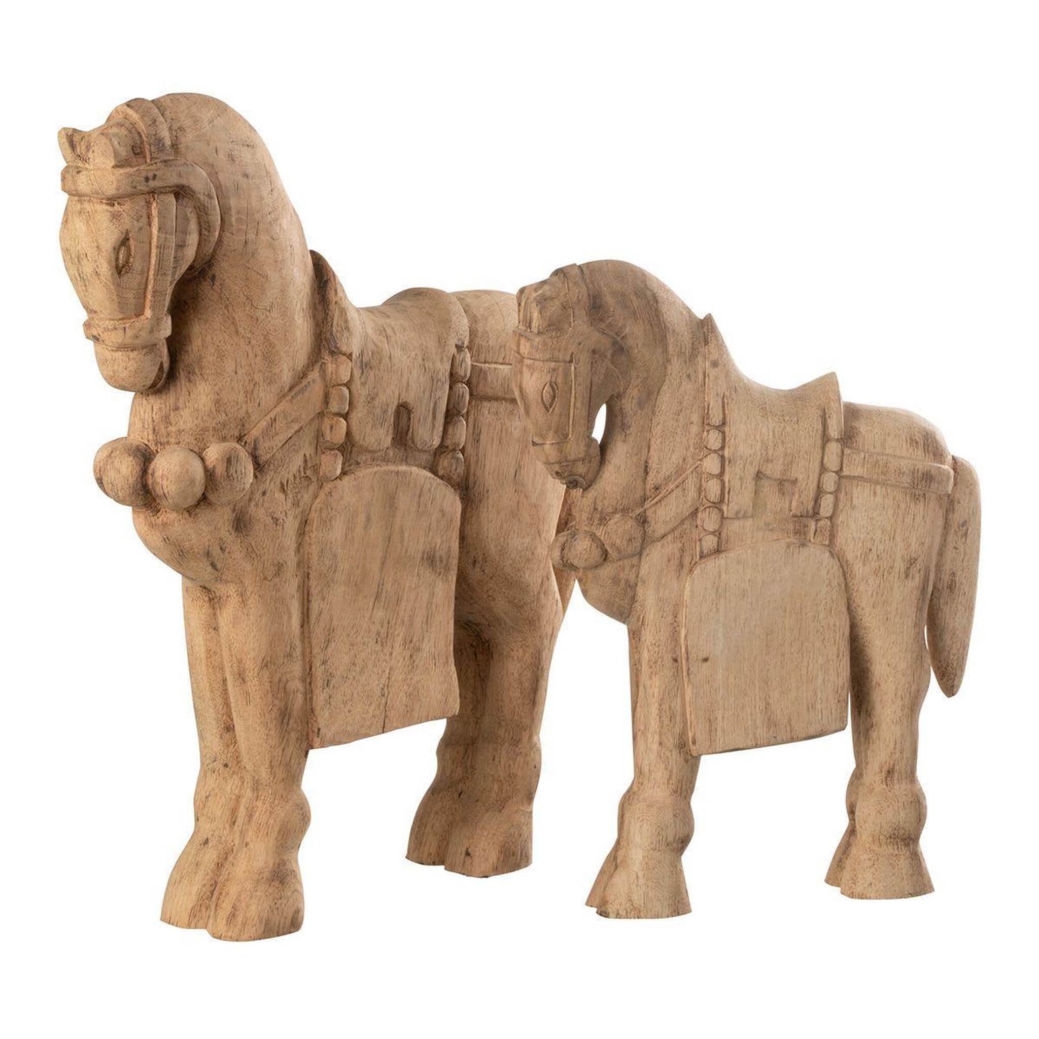 Voir la diapositive 2 : J-LINE Statuette déco en bois  cheval  37cm naturel