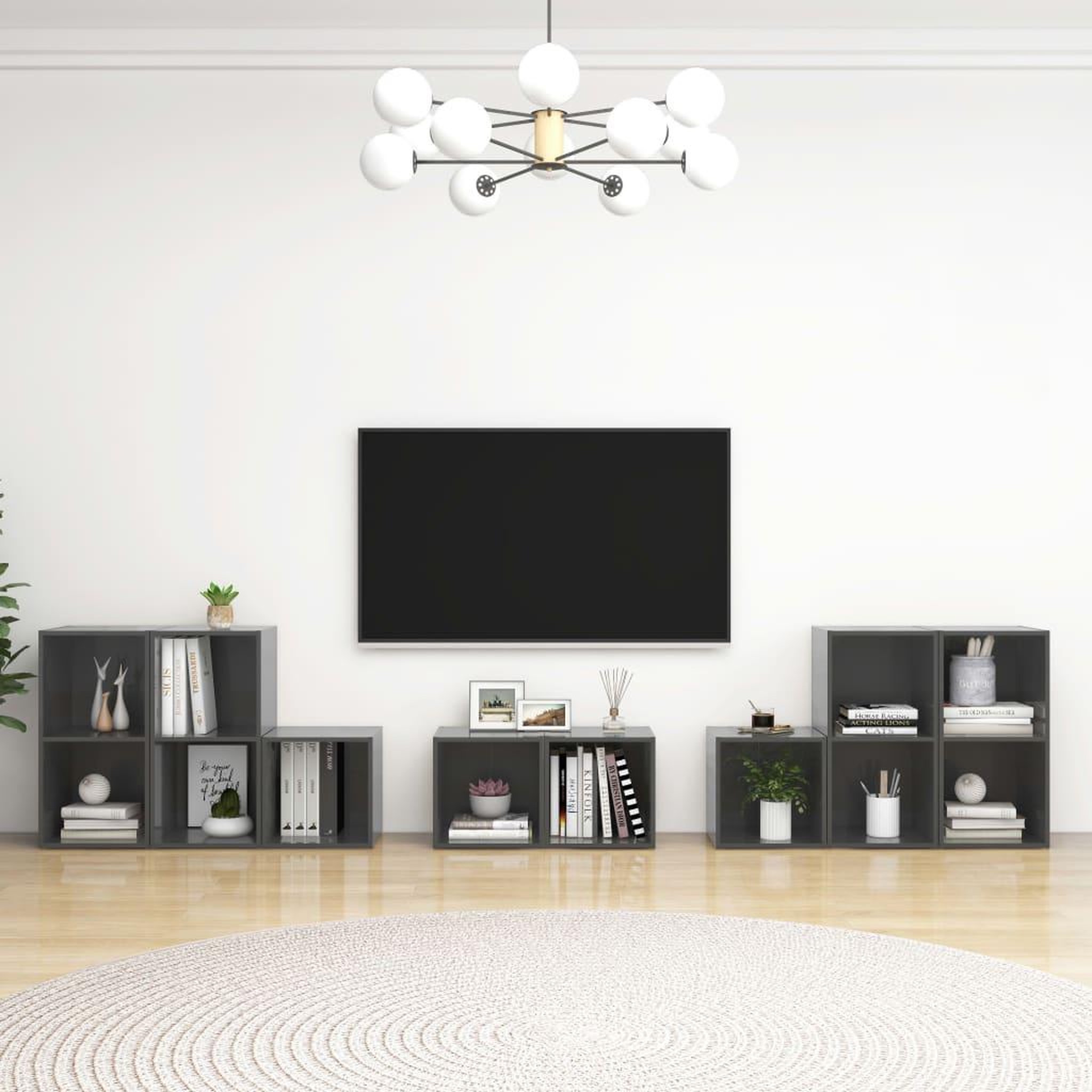 Voir la diapositive 1 : VIDAXL Ensemble de meubles TV 8 pcs Gris brillant Bois d'ingenierie